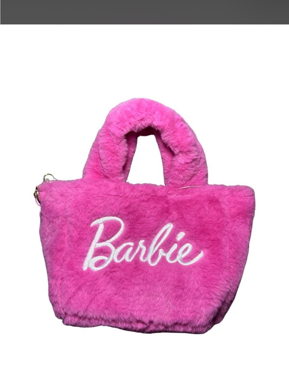 Barbie Hot Pink Plush Tote with Embroidered Logo